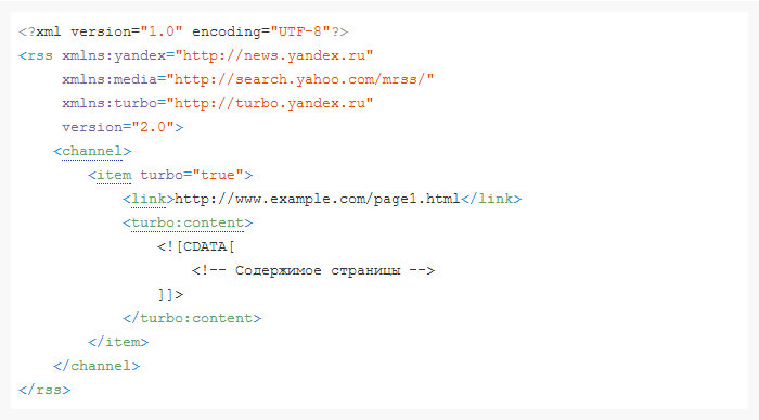 Скрин из документации Яндекс. Структура файла RSS-канала.