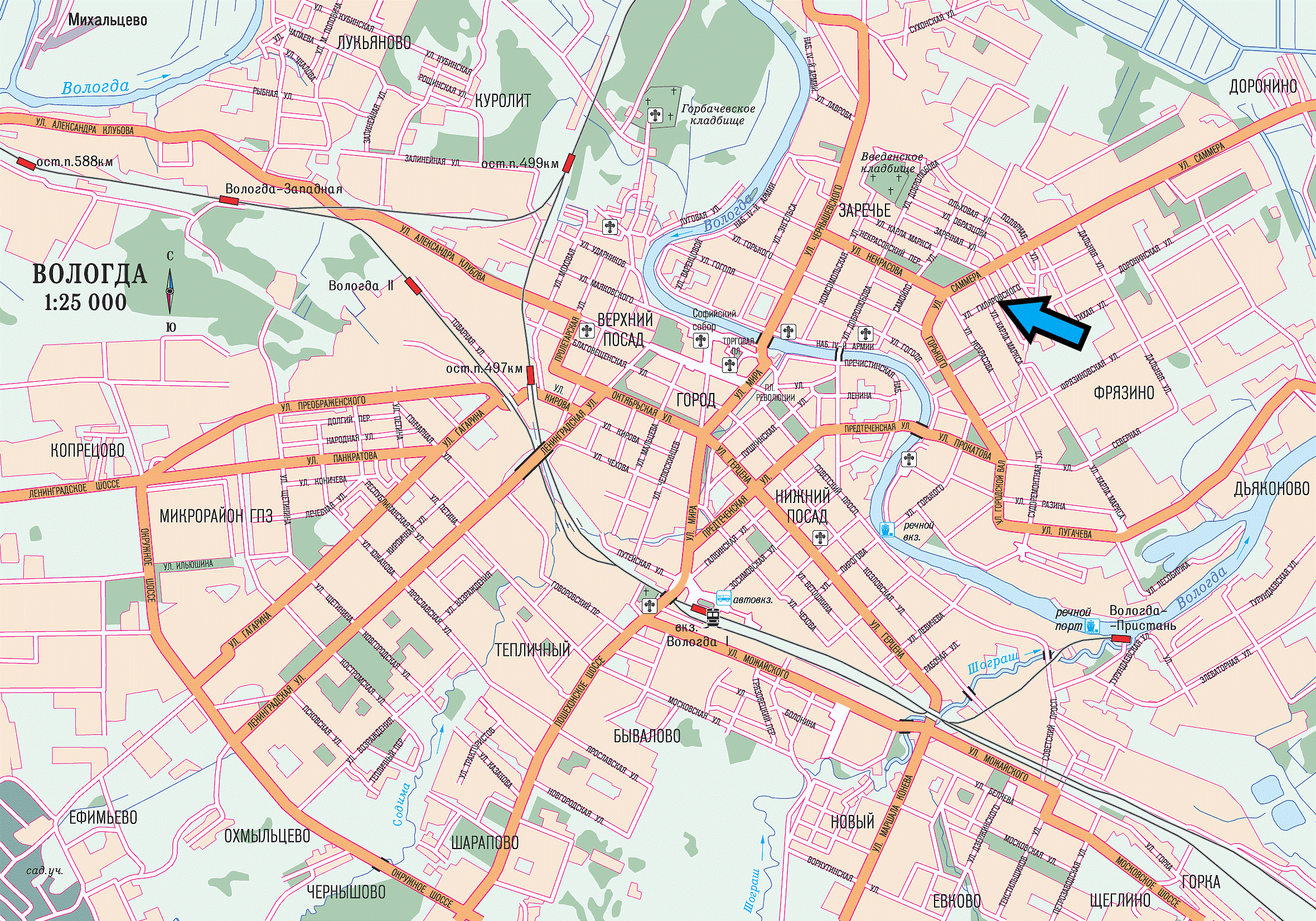 Схема проезда в центре вологды