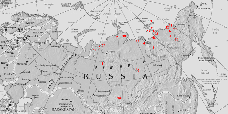 Где жили мамонты карта