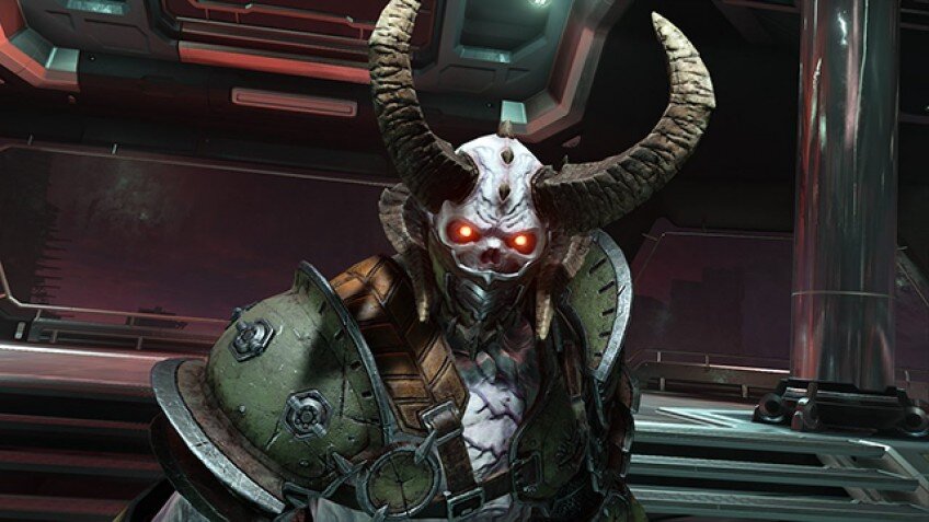 Мародёр — наверное, самый настырный и нелюбимый игроками демон из Doom Eternal. Он единственный, кто уязвим лишь в редкие моменты, и большую часть схватки ему нельзя нанести урон. Даже выстрелом из BFG 9000! Впервые вы встречаете этого босса в финале миссии «Комплекс Арк»: на небольшой арене есть только вы, сам Мародёр и время от времени возникающие зомби и солдаты, которых нужно пилить на патроны. Что же делать в битве с боссом? В первую очередь — набраться терпения. Если вы просто выстрелите в Мародёра, он тут же поднимет непробиваемый щит. На дальней дистанции он метает в героя очень опасные сгустки энергии, от которых следует уклоняться с помощью рывка. Если же вы подойдете к Мародёру слишком быстро, он выстрелит в Палача из своего дробовика. Секрет успеха в том, чтобы держать босса на средней дистанции — только тогда он решит замахнуться огромным топором, его глаза загорятся зелёным, а сам он откроется для вашей атаки. Объяснить на словах, что такое «средняя дистанция», невозможно — вам самим предстоит найти расстояние, на котором Мародёр начинается замахиваться топором. Зато, когда вы это всё же сделаете, бой пройдёт без проблем. Ждёте подходящего момента, замечаете зелёный огонь в глазах босса и стреляете из супердробовика или баллисты — любое другое оружие куда менее эффективно. На YouTube можно найти немало роликов, где игроки научились ранить Мародёра три раза подряд, моментально переключаясь с дробовика на баллисту и обратно. Если поймать ритм, то можно добиться и такого результата. 