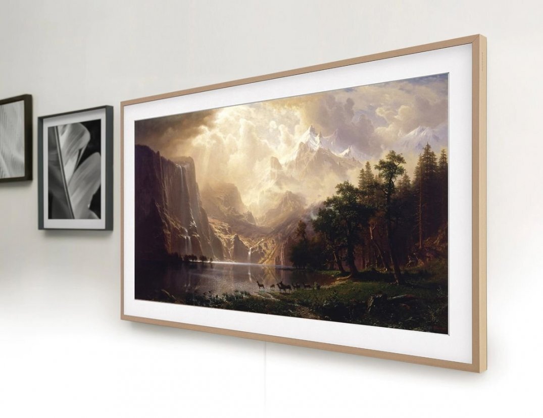 По внешнему виду он напоминает картину в солидной рамке, идущей вразрез с новой «безрамочной» концепцией Samsung, но в данном случае являющейся основным элементом дизайна. Она доступна в разных цветах: белый, черный, коричневый, бежевый, красный и бурый. Рамка основана на магнитах и легко меняется (https://www.samsung.com/ru/tvs/qled-the-frame-tv-2020/QE75LS03TAUXRU/)