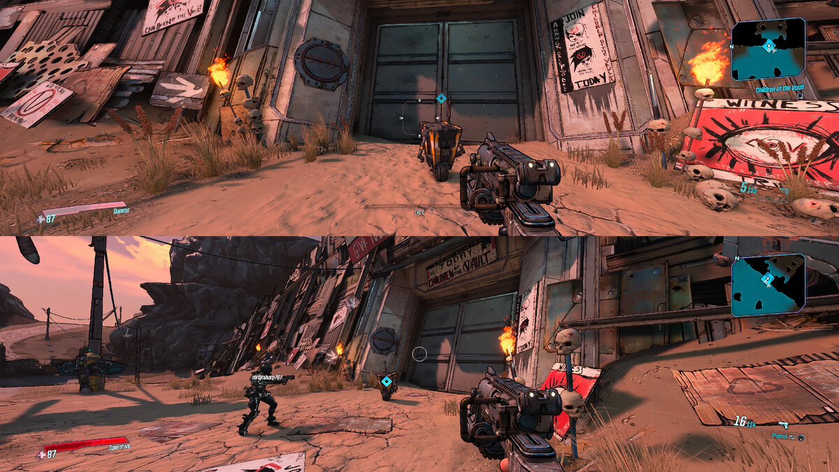 Split screen. Borderlands 2 Xbox 360 Split Screen. Бордерлендс сплит скрин. Бордерлендс 3 сплит скрин на ps4. Бордерлендс 2 на пс3.