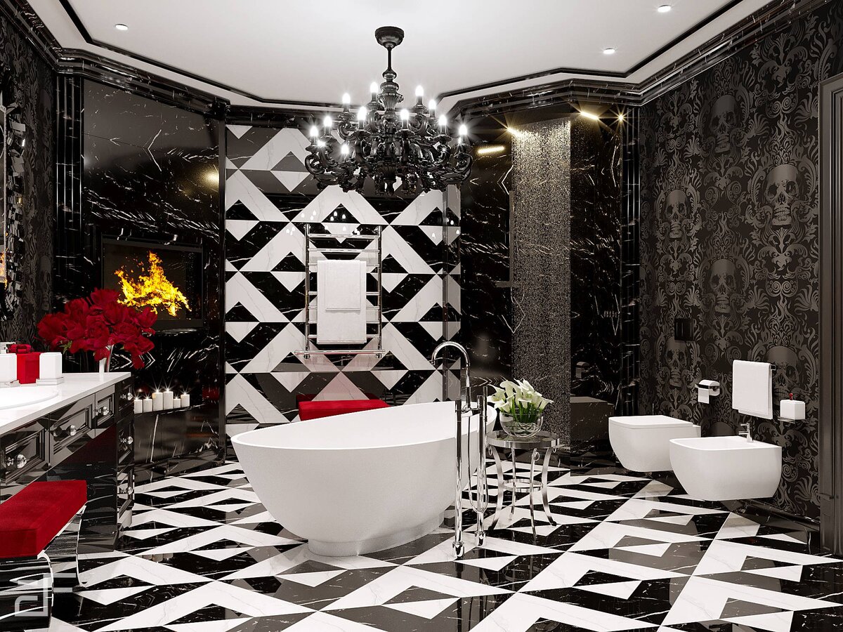 Красная ванная: идеи, дизайн и декор (45 фото)