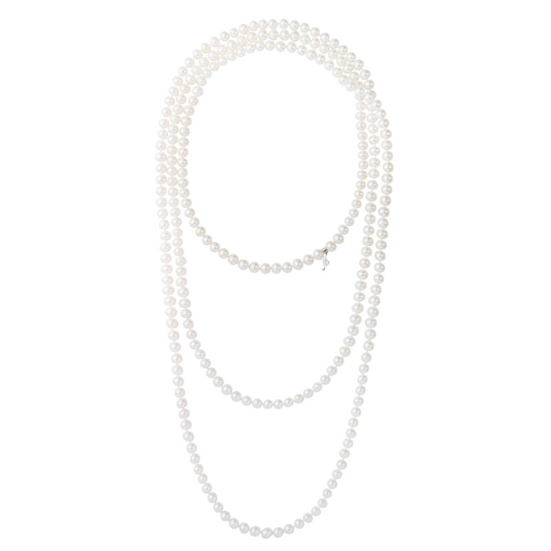 Жемчужная нить Mercury Classic из белого золота с бриллиантом круглой огранки на букве «М»