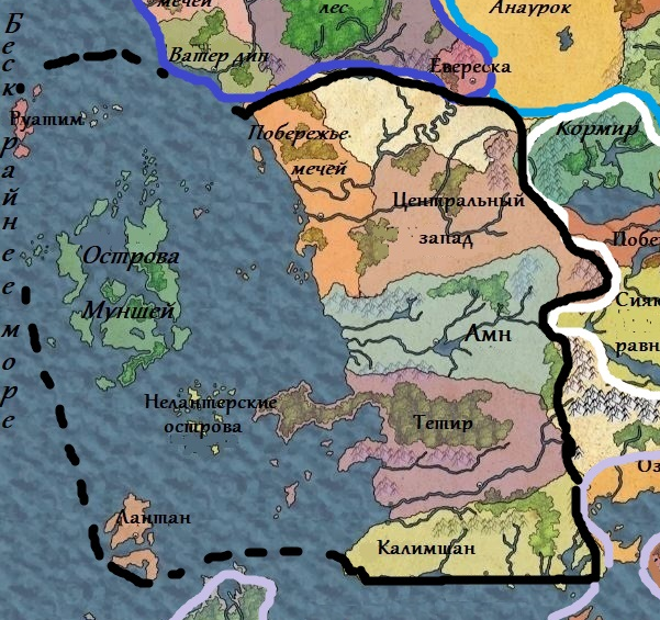 Политическая карта западной части Фаэруна 