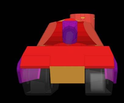 Чем краснее полоса, тем больше там брони. Фиолетовая полоса - это экраны и маска танка 
