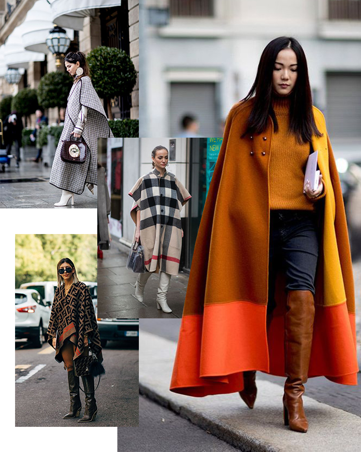 Образы street style с кейпами и высокими сапогами || Листайте галерею –>