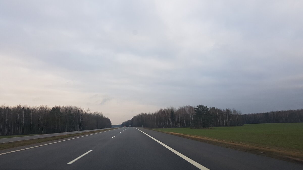 Зима была теплая и без осадков. Трасса М1. Фото автора.