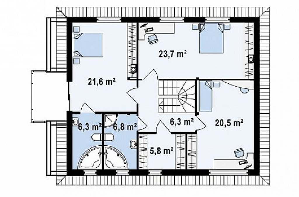 Двухэтажный пятикомнатный дом 10х13 м., с гаражом, общей площадью 193 кв.м.