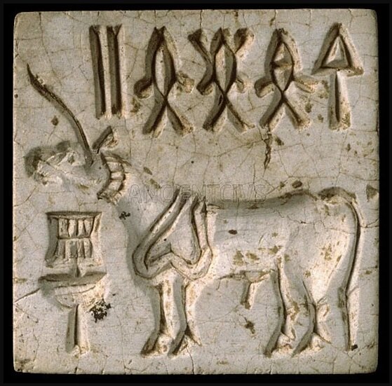 Печать из древних городов долины Инда — Мохенджо-Даро и Хараппы. 3-е тыс. до н. э.