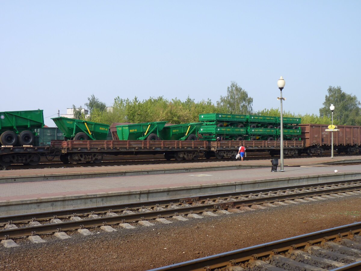 Состав с сельхозтехникой на ст. Бобруйск, 15.08.2010 года