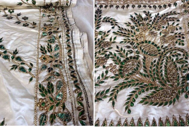 Фрагмент индийской шали, расшитой златкой