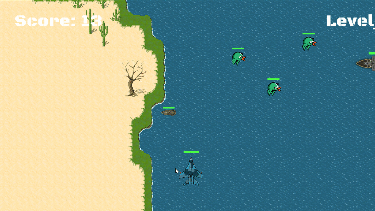 По мере получения повреждений зелёная полоса здоровья уменьшается и меняется на красную