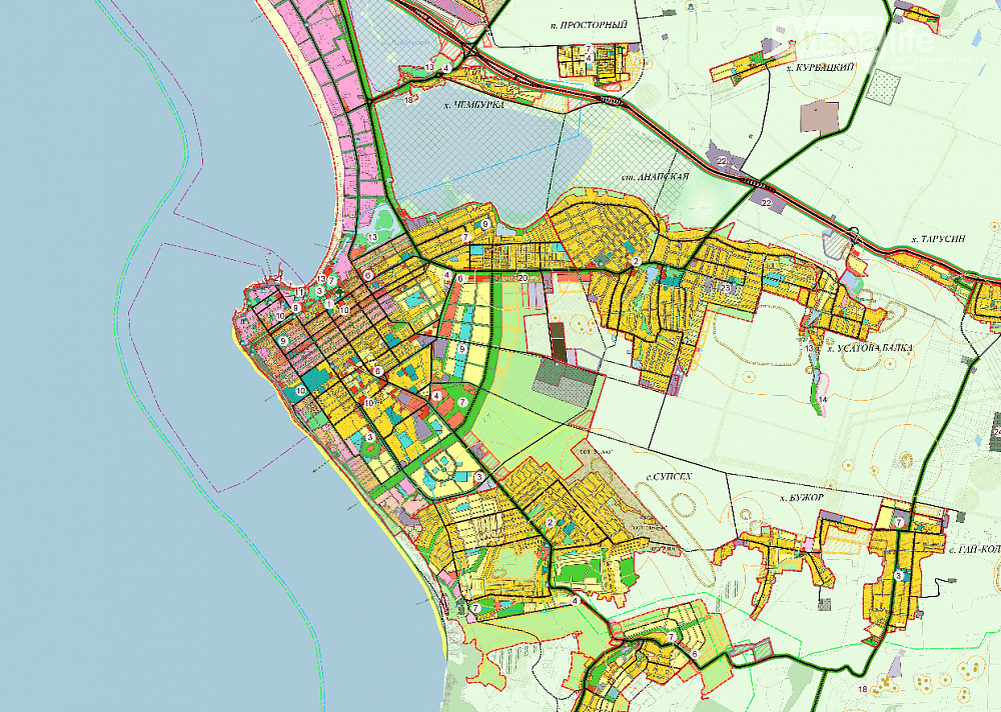 План застройки анапы до 2030 года на карте