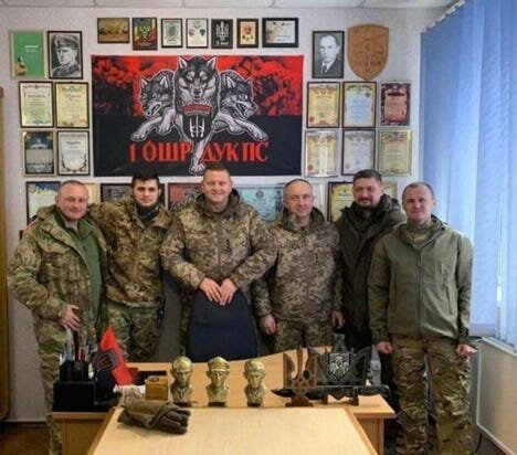 Командующий украинской армией Валерий Залужный позирует в комнате с фашистскими памятными вещами.