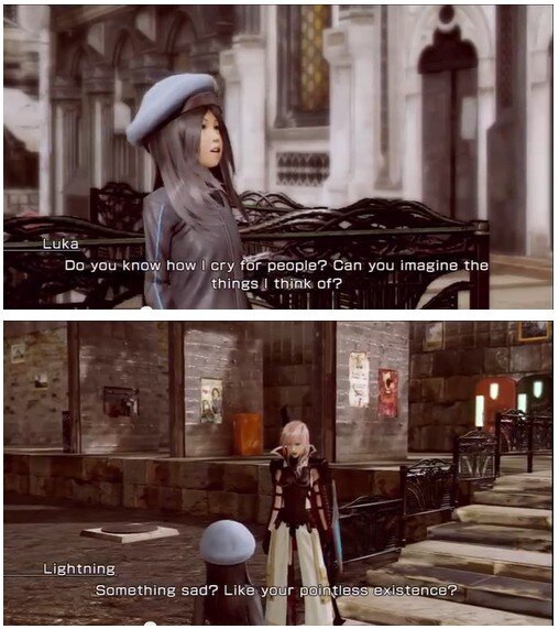 После выполнения квеста выдающий его NPC в прямом смысле слова отдает Лайтнинг душу. После этого он, правда, продолжает бесцельно шляться по городу как ни в чем не бывало. 