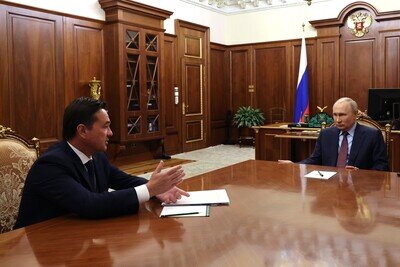    Президент России Владимир Путин и губернатор Московской области Андрей Воробьев © Пресс-служба Губернатора и Правительства Московской области