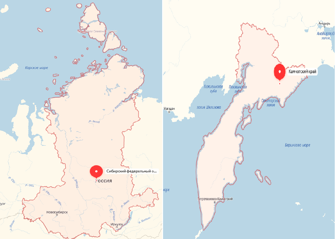 Разница новосибирск камчатка. Сибирь и Камчатка на карте. Камчатка на карте дальнего Востока. Карелия и Камчатка на карте. Камчатка и Сибирь на карте России.