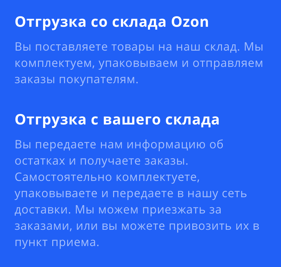 Условия работы для продавцов на Озон