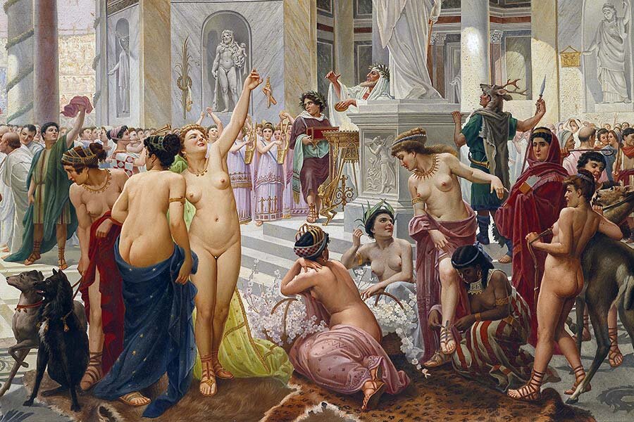 Фрагмент картины Проспер Пьяттиа «Флоралия», 1899г.