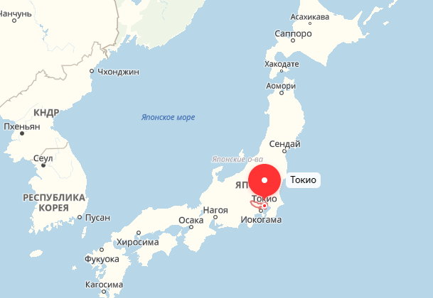 Токио. Яндекс Карты. https://yandex.ru/maps/