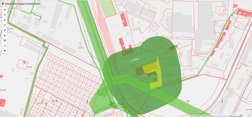 Кадастровая карта с санитарно защитными зонами