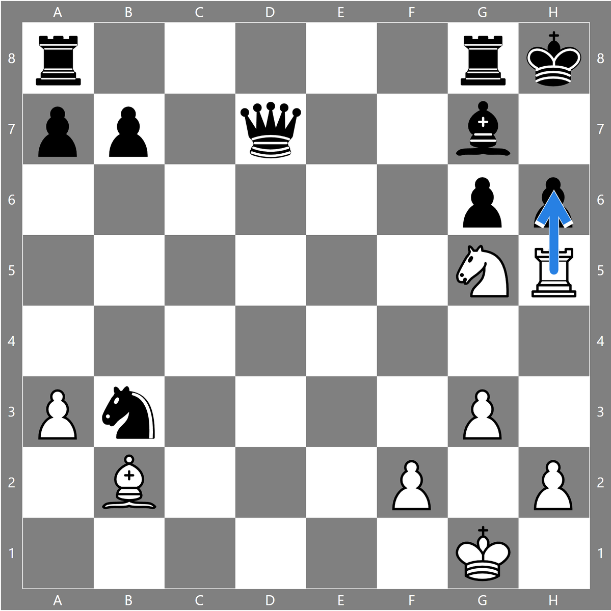 Ладья h5:h6 +!  Шах и мат. 