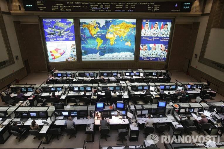 Тот самый главный зал ЦУП. Источник снимка:агентство «РИА Новости».  