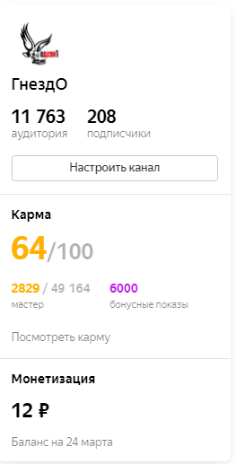 Монетизация канала "ГнездО" на Яндекс Дзен