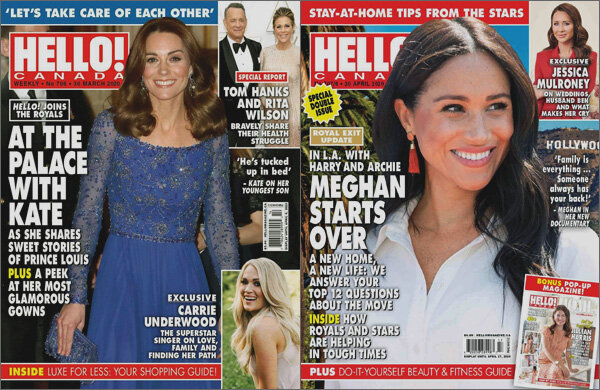 Коллаж: 1) обложка Hello! Canada №706 от 30 марта 2020 г.; 2) обложка Hello! Canada №707–708 (объединенный номер выйдет 20 апреля 2020 г.)