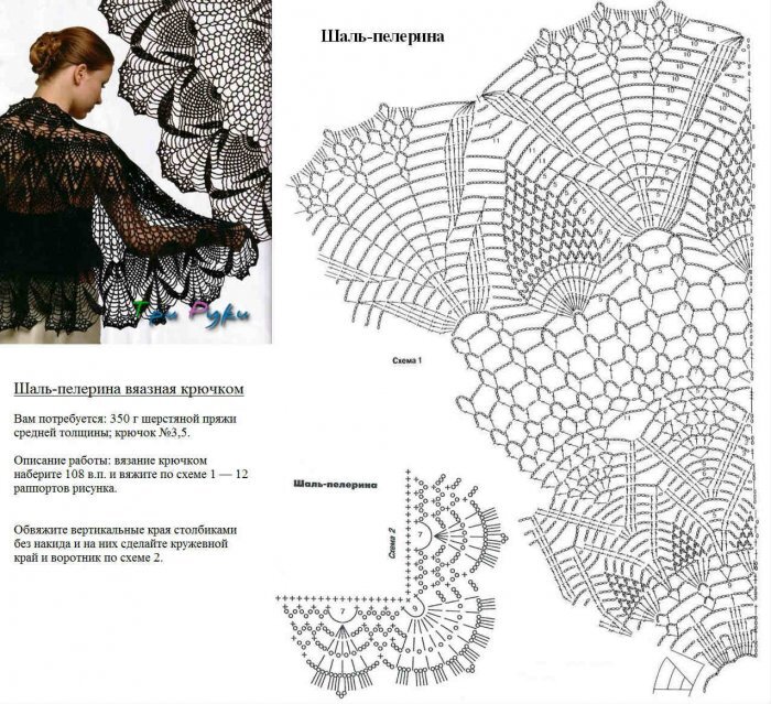 Подборка схем для вязания шалей крючком