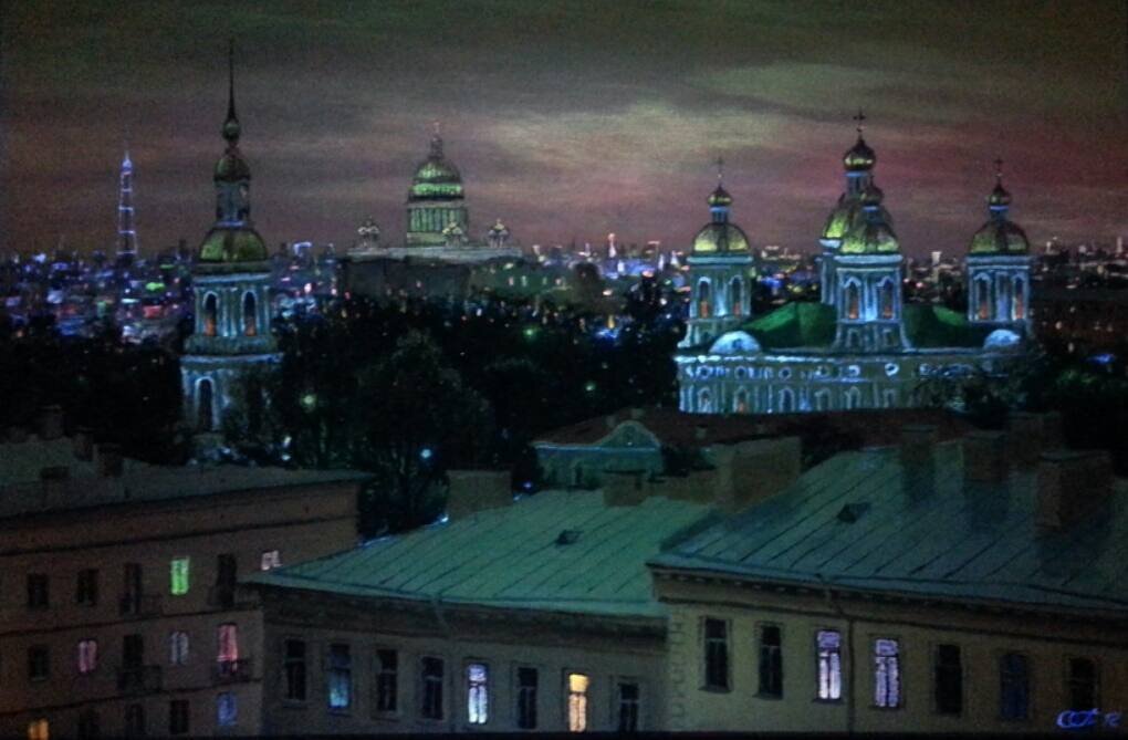 "Вид на Никольский собор. Ночь".