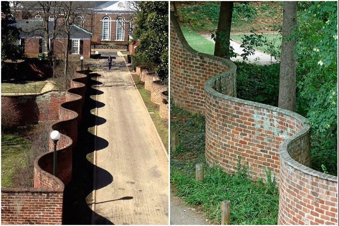 Британцы строят волнистые заборы, которые не уступают в крепости обычным, а кирпичей требуют в 2 раза меньше 