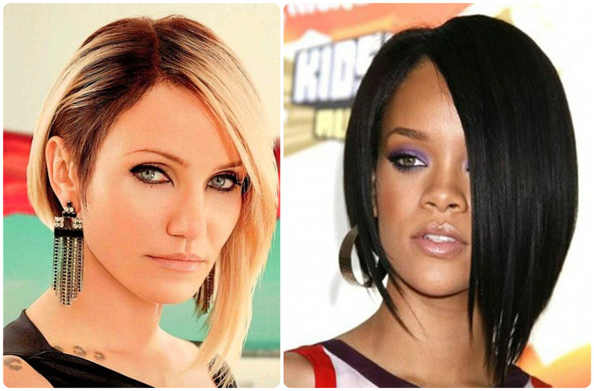 Стрижка асимметричное каре. Удлинение на одну сторону. Удлинение на одну сторону. Удлиненное каре асимметрия с челкой. Рианна стрижка боб.