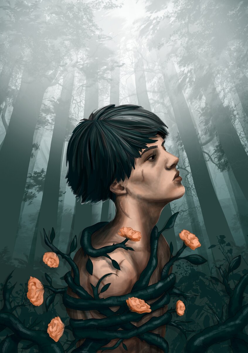 Обложка для произведения создана совместно с художницей-иллюстратором Быковой Н.