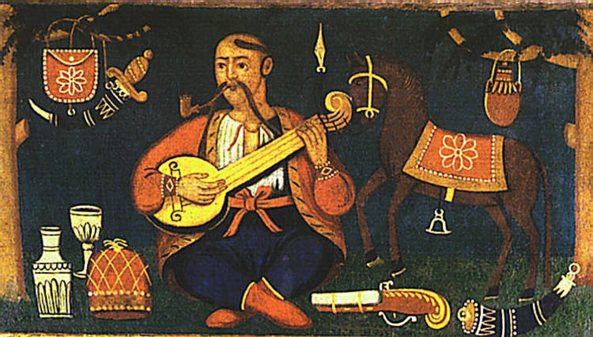 Казак Мамай. Народная картина. XIX в. Из открытых источников.