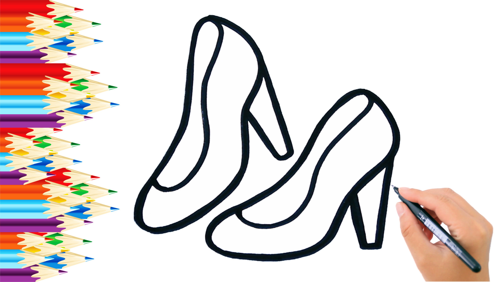 Как нарисовать ТУФЛИ на каблуке  Рисунок раскраска для детей | Клякса - ТВ  | Дзен