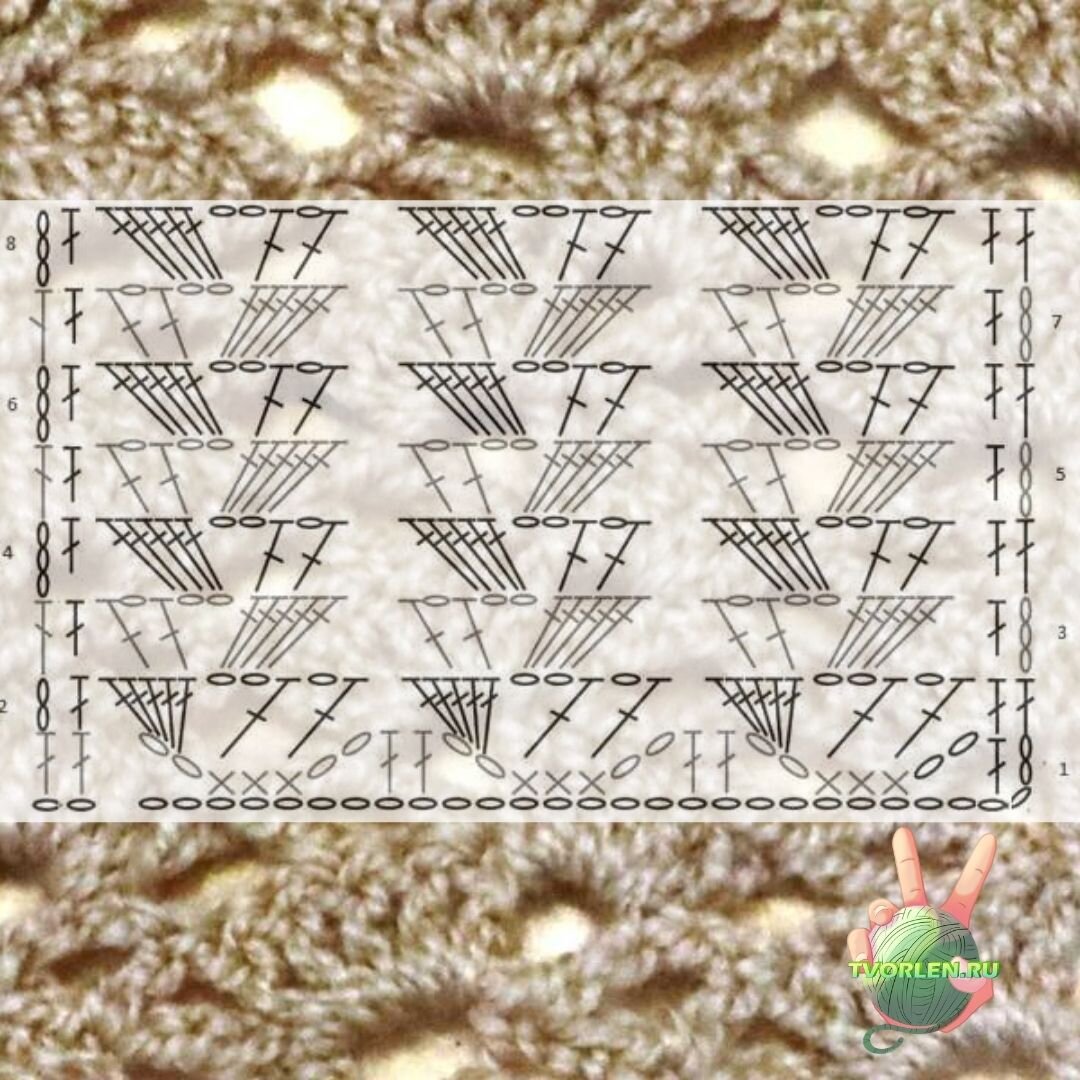 схема ажурного узора №1