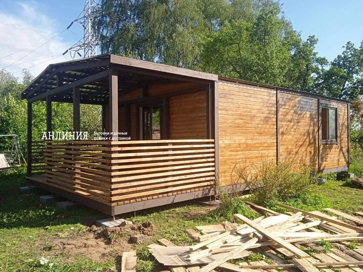 Дачный дом с террасой "Орех" трехмодульный