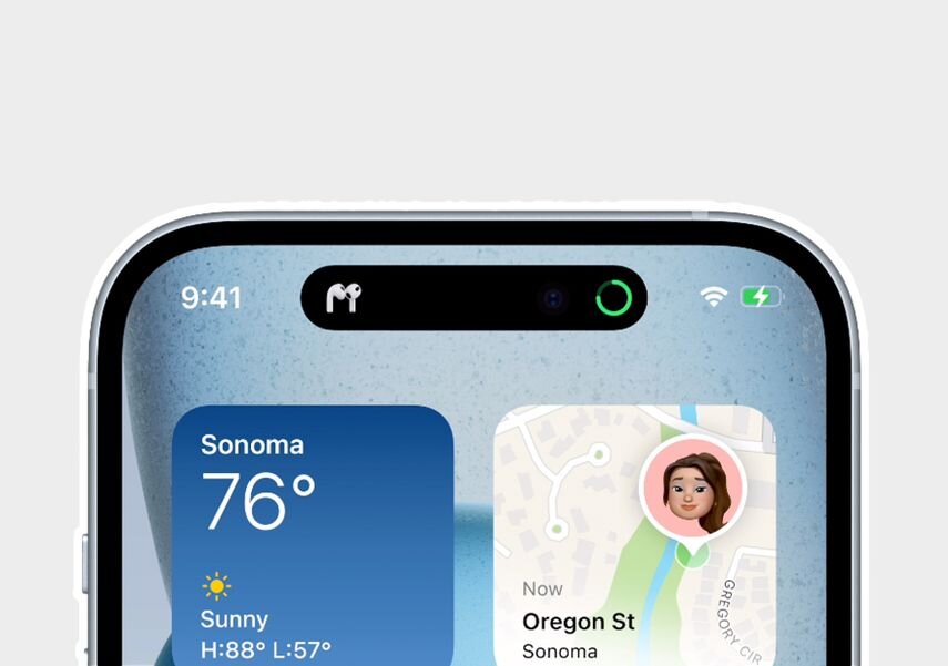 Dynamic Island показывает, что у AirPods достаточно зарядки