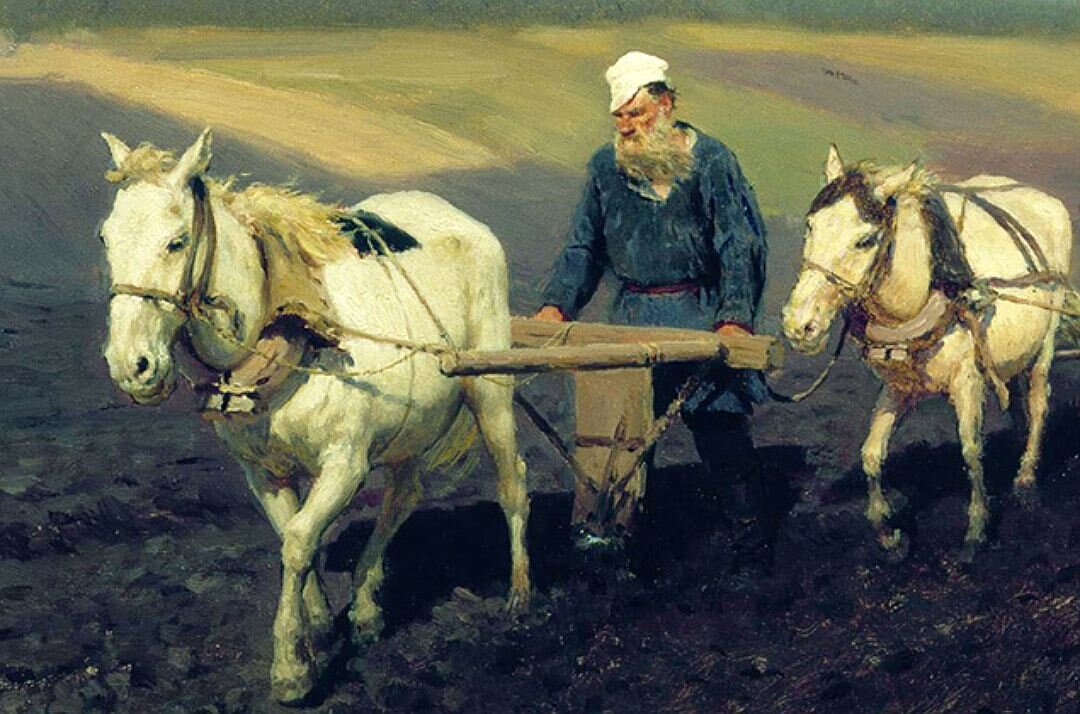 Илья Ефимович Репин «Пахарь Л.Н. Толстой на пашне», 1887
