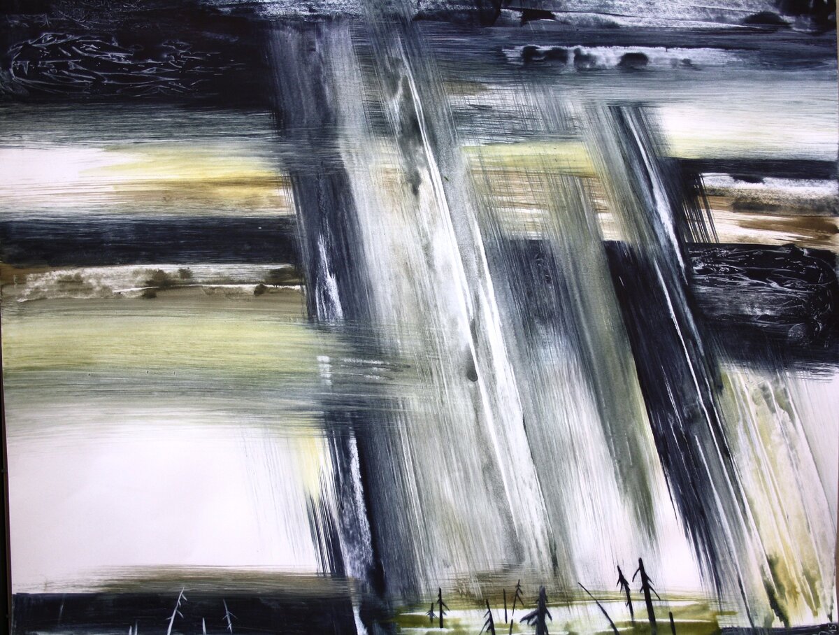 Елена Литвиненко "Идут дожди. Болото".  Из серии "По Ханты-Мансийскому краю". 2015. б.,акв.