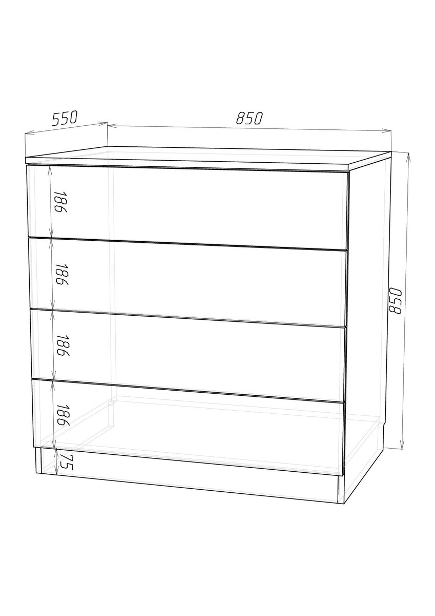 Комод Cube Design с фасадом шашки схема на главном фото