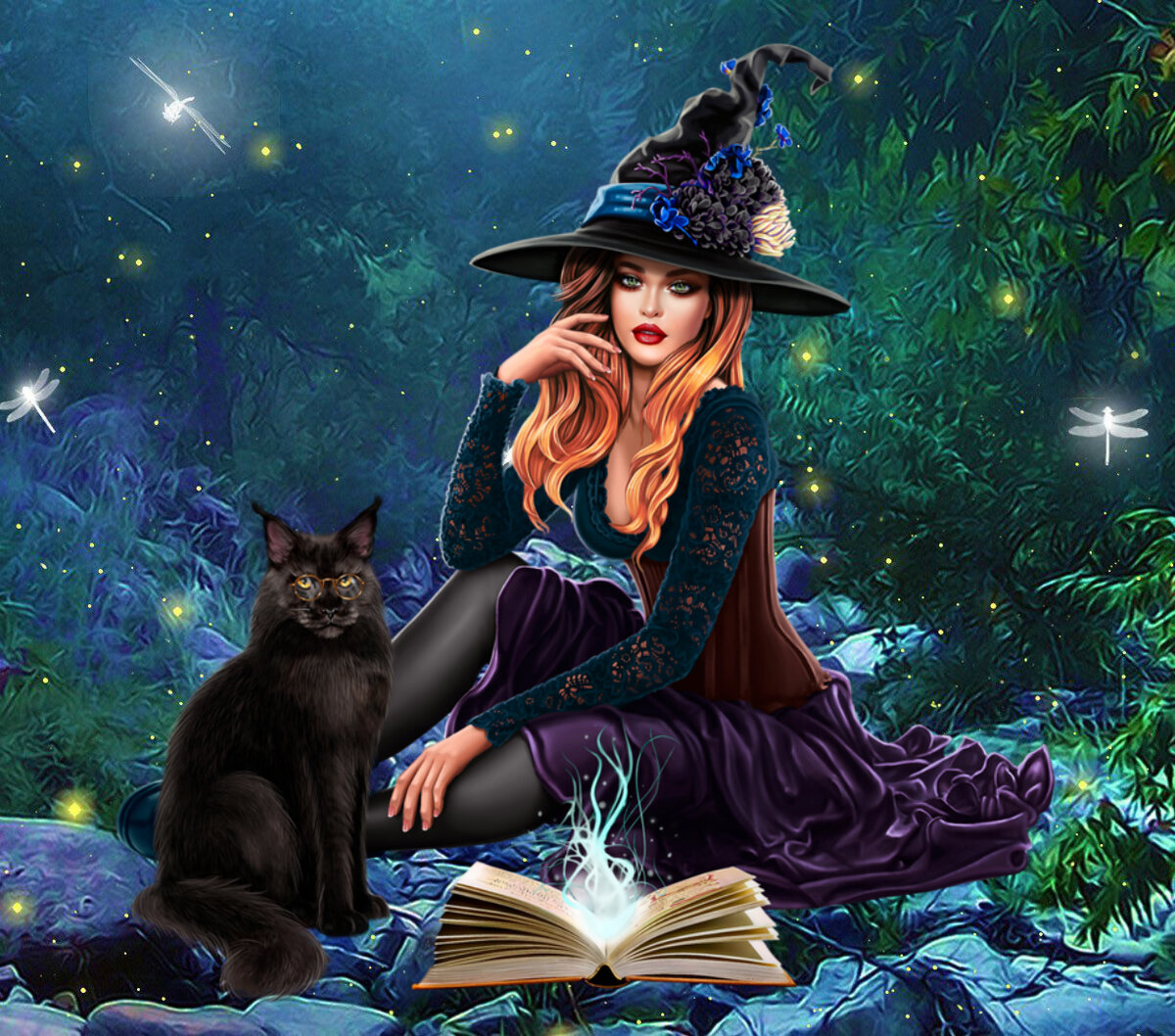 Про добрых ведьм. Ведьмы Эйлианана. Селин Лунная ведьма. Красивая ведьма. Красивые ведьмочки.