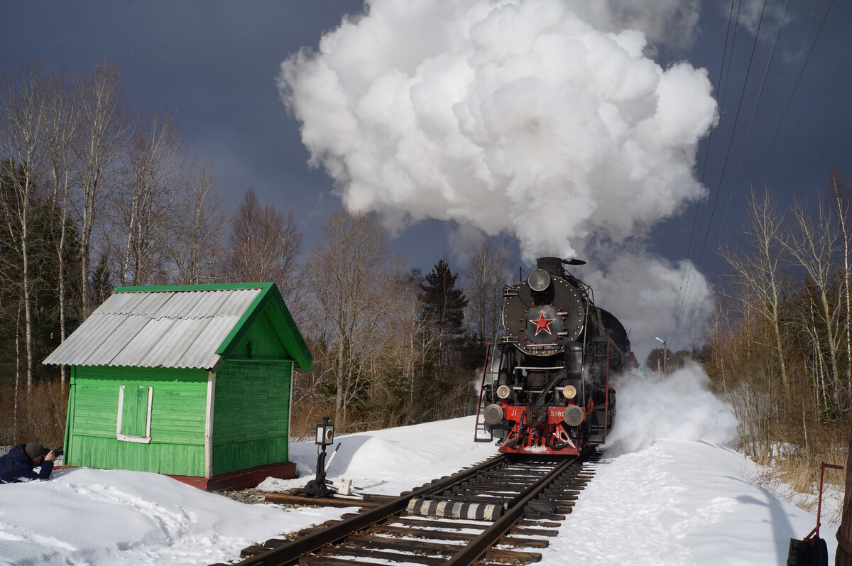 Грузовой поезд с паровозом серии Л на станции Ранцево ОКТ жд. Фото: Иван Шаповалов