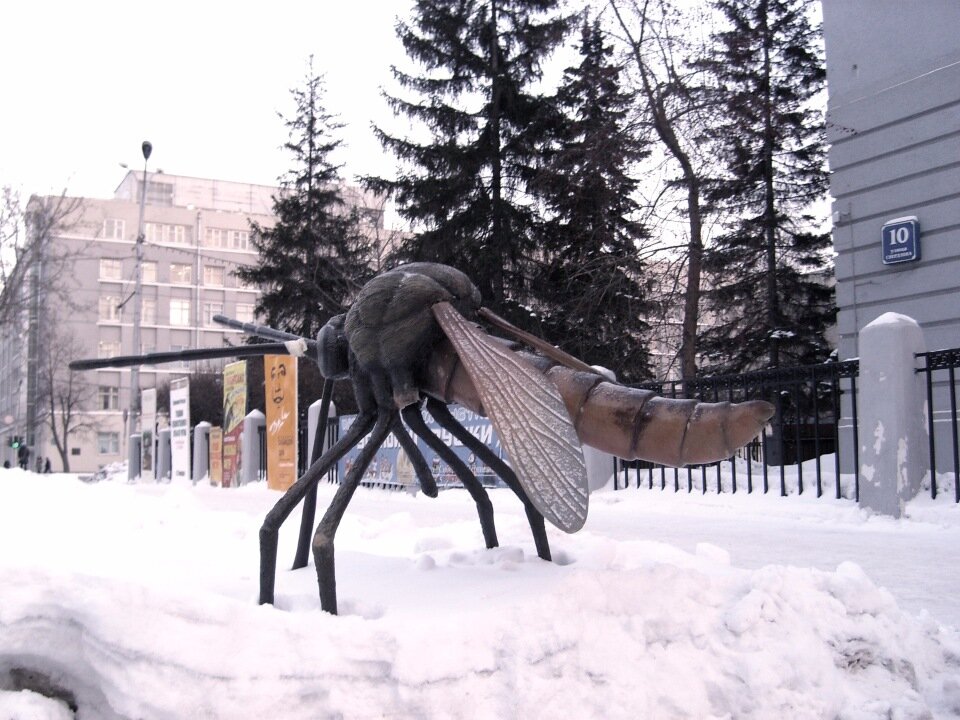 Необычный новосибирск. Памятник комару Новосибирск. Скульптура комар хранитель Сибири. Скульптура комара в Новосибирске. Памятник комару в Белоярском ХМАО.