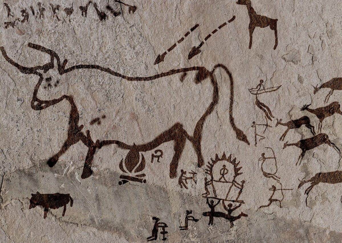 Древние наскальные рисунки первобытных людей