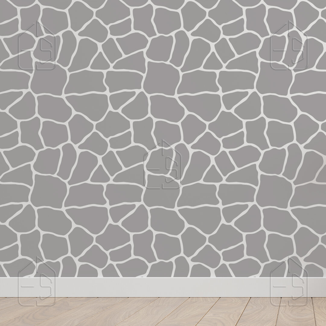 Трафарет камень 124/95. Визуализация на стене