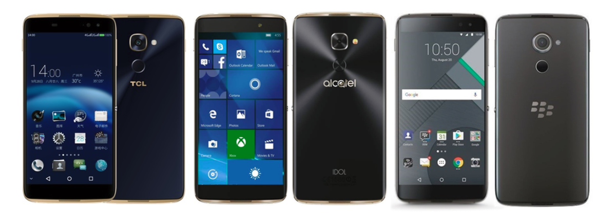 Пример бейдж-инжиниринга: TCL 950, Alcatel Idol 4 Pro и Blackberry DTEK60