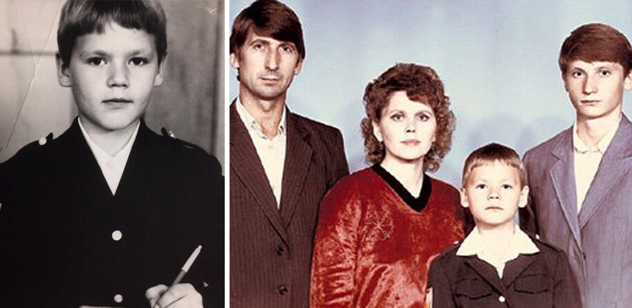 Александр Пашков в детстве. На фото справа с родителями и старшим братом